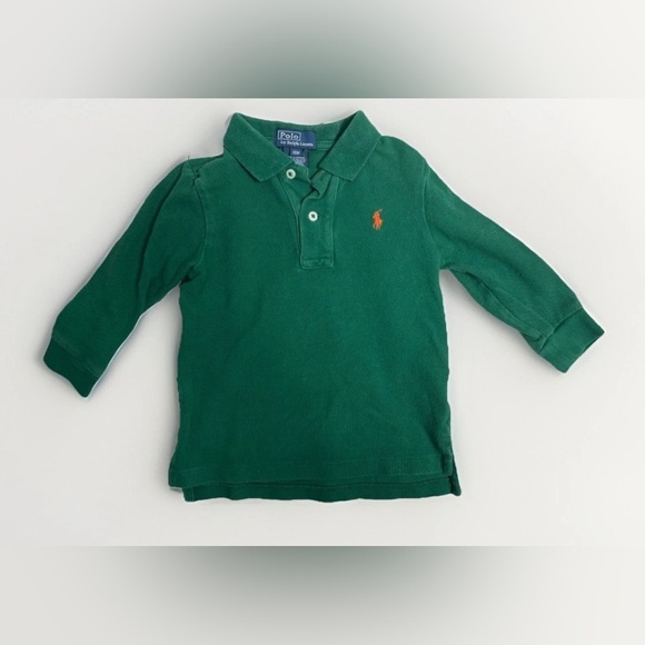 Ralph Lauren Other - Polo Ralph Lauren Baby Boys Long Sleeve Green Polo Shirt 18M Orange Pony
